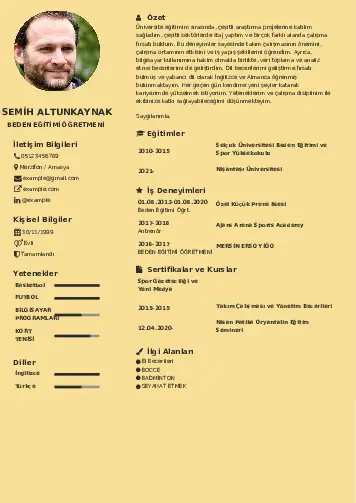 Beden Eğitimi Öğretmeni CV Örnekleri cv indir